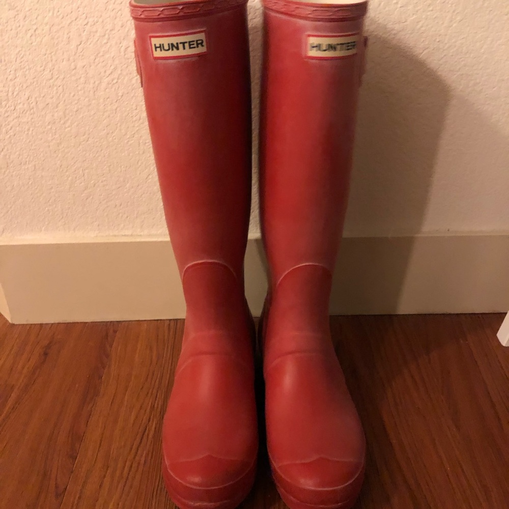 Red hunter wellies